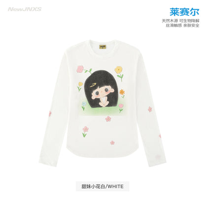 【NewJNXS × Kuku 2.0】Garden Floral Lyocell Oversized Long Sleeve Tee