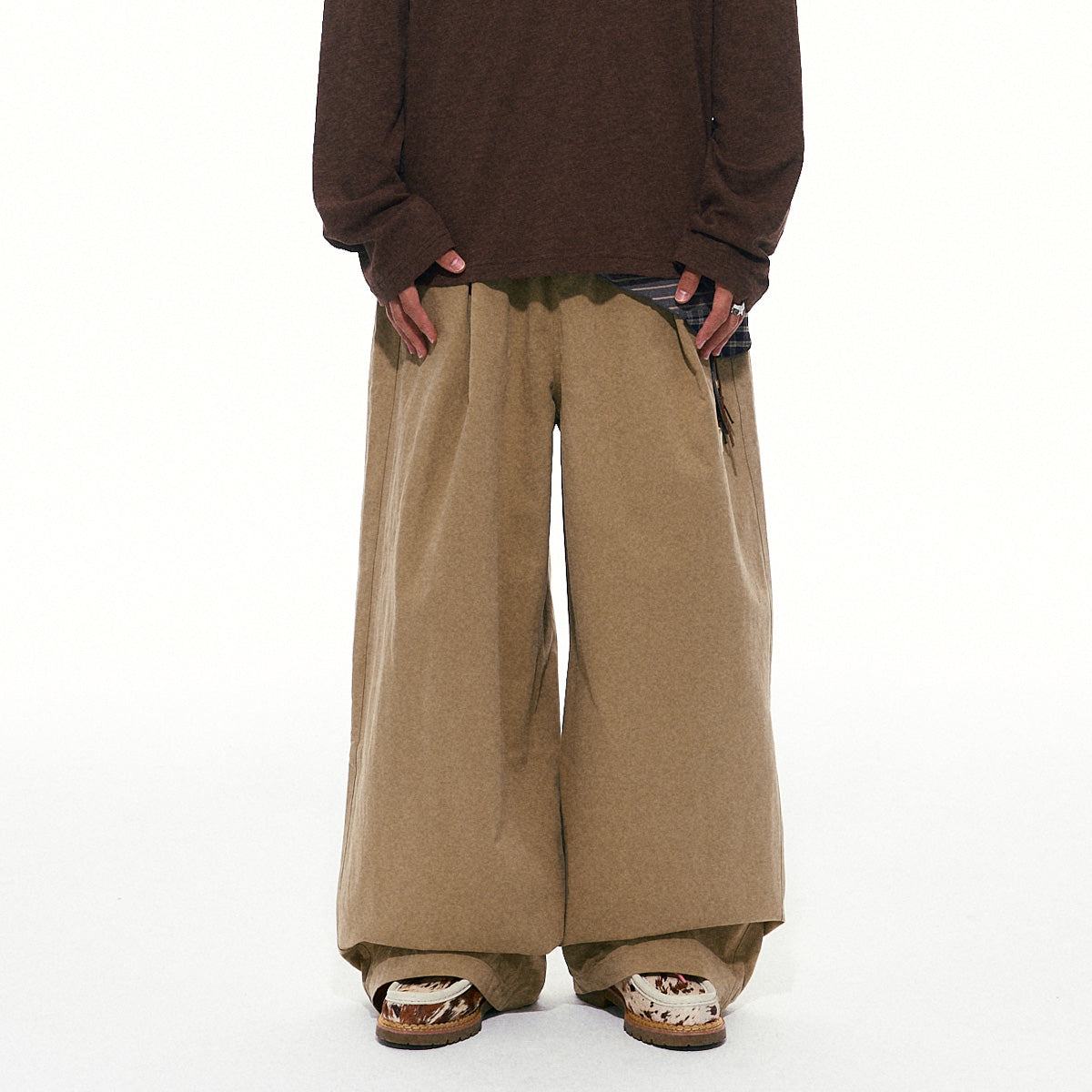 NewJNXS Double-Button Casual Pants